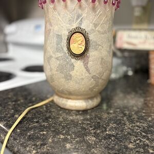 Vintage Cameo Accent Lamp - Pink and Cream